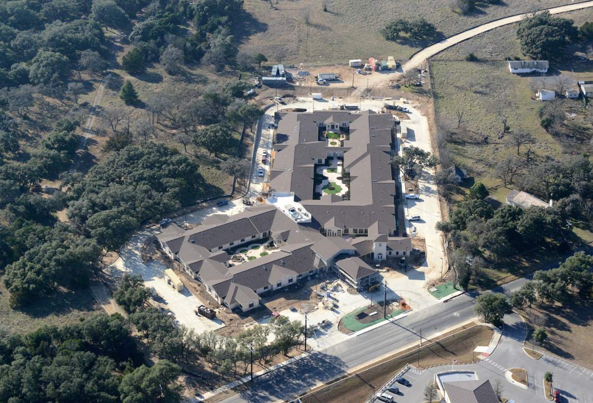 An overhead view of Franklin Park Boerne, an assisted living apartment facility.
